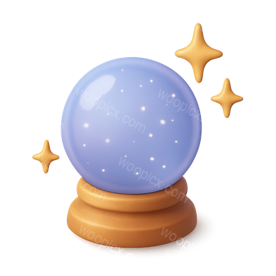 Sparkling Crystal Ball in 3D with Isometric View