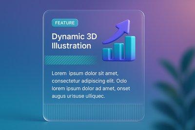 Dynamic 3D Illustration with Gradient Background and Text Block