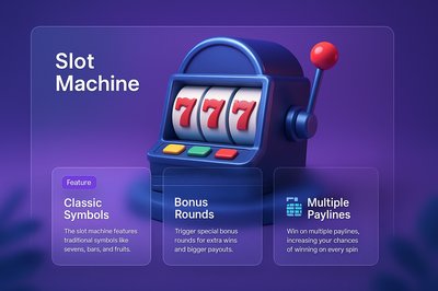 3D Illustration of a Slot Machine with Feature Blocks