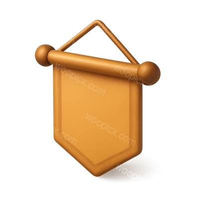 3D Icon of a Decorative Banner in Gold Color