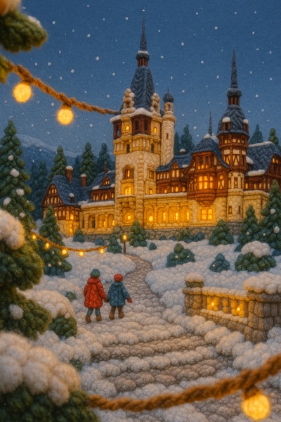 Peles Castle in Winter Magic: A Cozy Scene