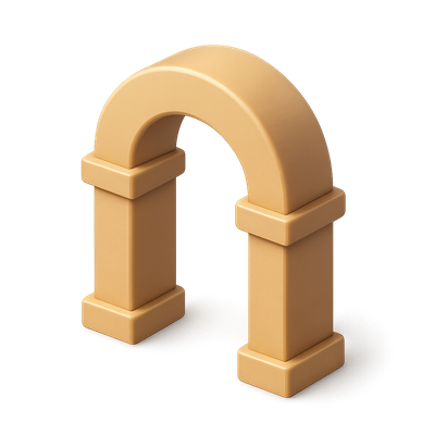 Stylized 3D Arch Icon with Volumetric Design