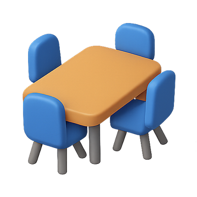 3D Render of a Colorful Table and Chairs Set