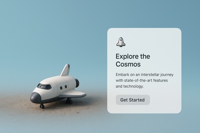 Stylized 3D Spaceship Icon with Action Button
