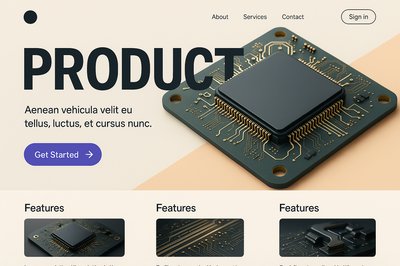 Minimalist Landing Page Design with Quantum Circuitry