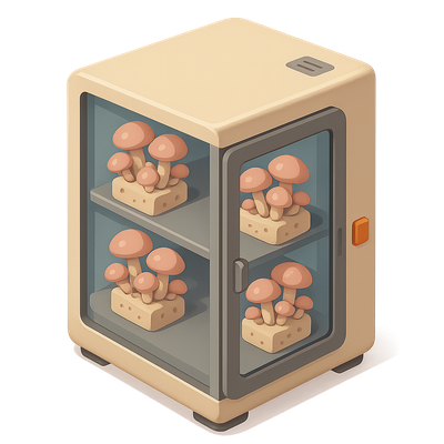 Stylish 3D Mushroom Cultivation Chamber Icon