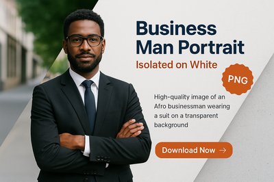 Professional Afro Businessman Portrait on White Background