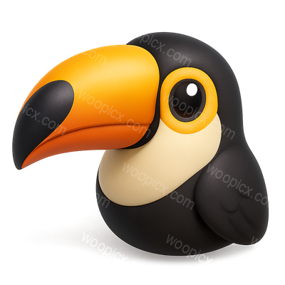Stylized 3D Toucan Icon with Volumetric Details