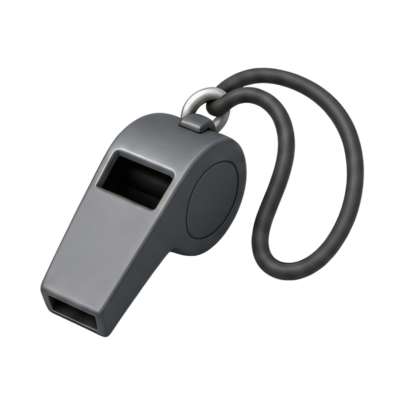 Referee whistle on a cord