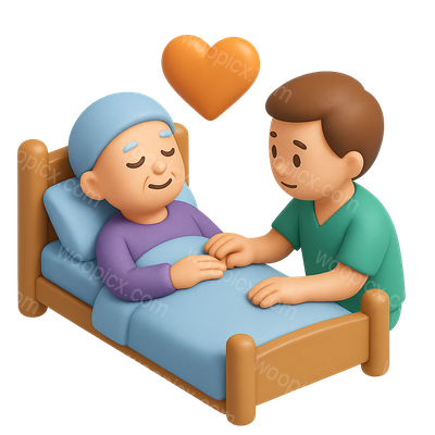 3D Icon Representing Hospice Care and Comfort