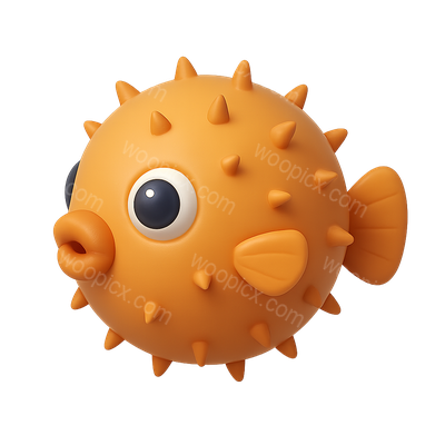 Stylized 3D Blowfish Icon with Spikes and Bright Colors