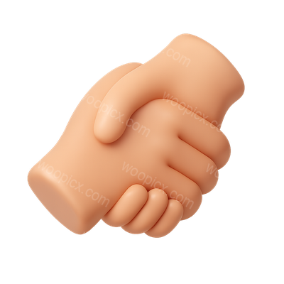 3D Icon of Clasped Hands with Isometric View