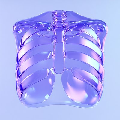 Transparent 3D Ribcage Model with Glowing Effects