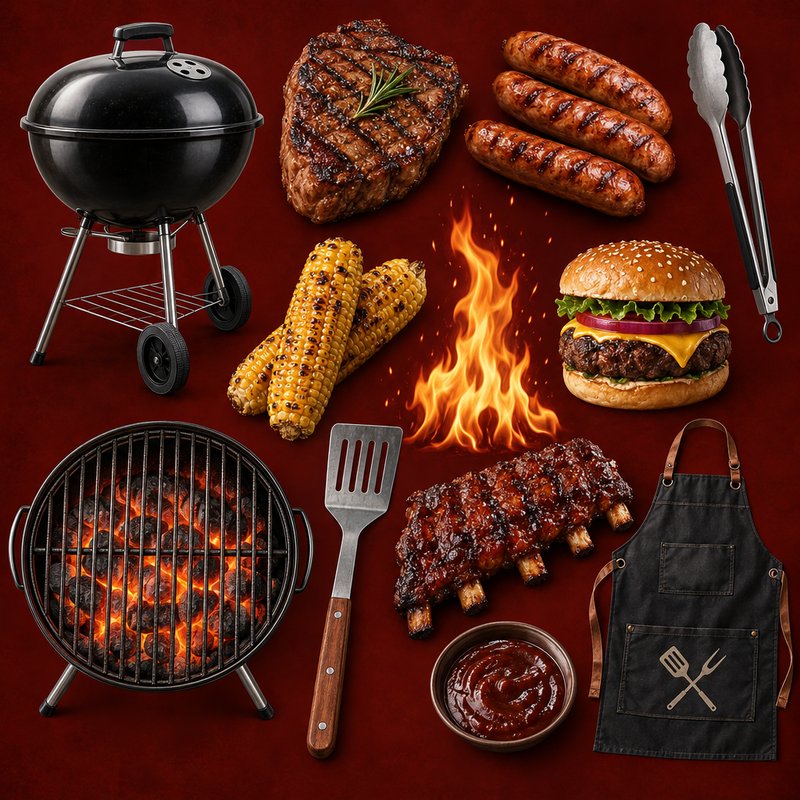 BBQ grill design elements pack