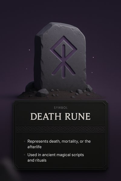 3D Illustration of Death Rune with Integrated Design Elements