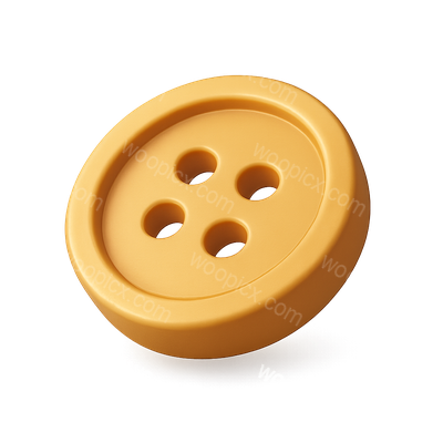 3D Yellow Button Icon with Holes in Isometric View