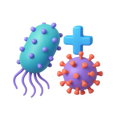 Colorful 3D Bacteria and Virus Icon Illustration