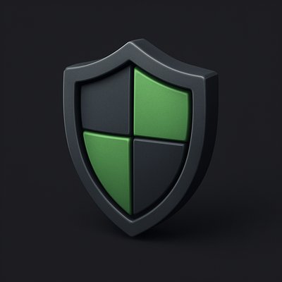 Stylish 3D Shield Icon in Dark Gray Background