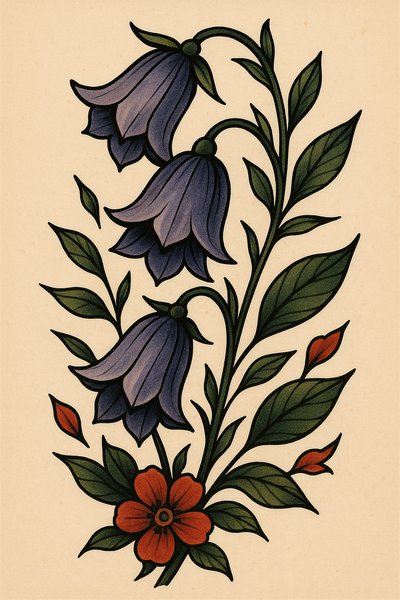Botanical illustration of flowers with intricate detailing
