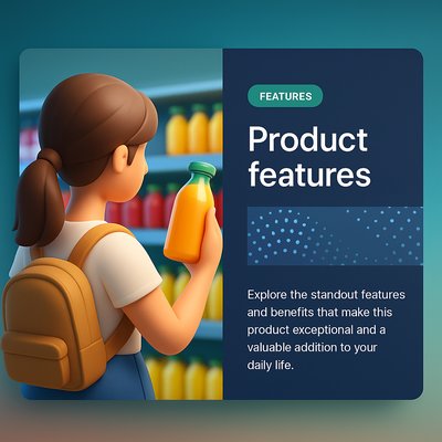 Young Woman Analyzing Juice Bottle in Grocery Store