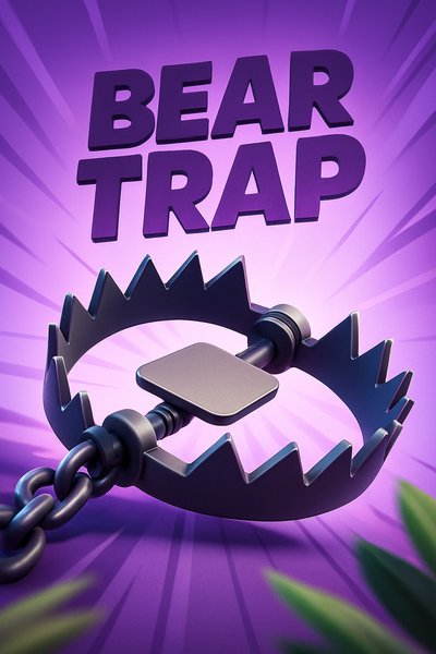 Dynamic 3D Illustration of a Bear Trap with Engaging Background