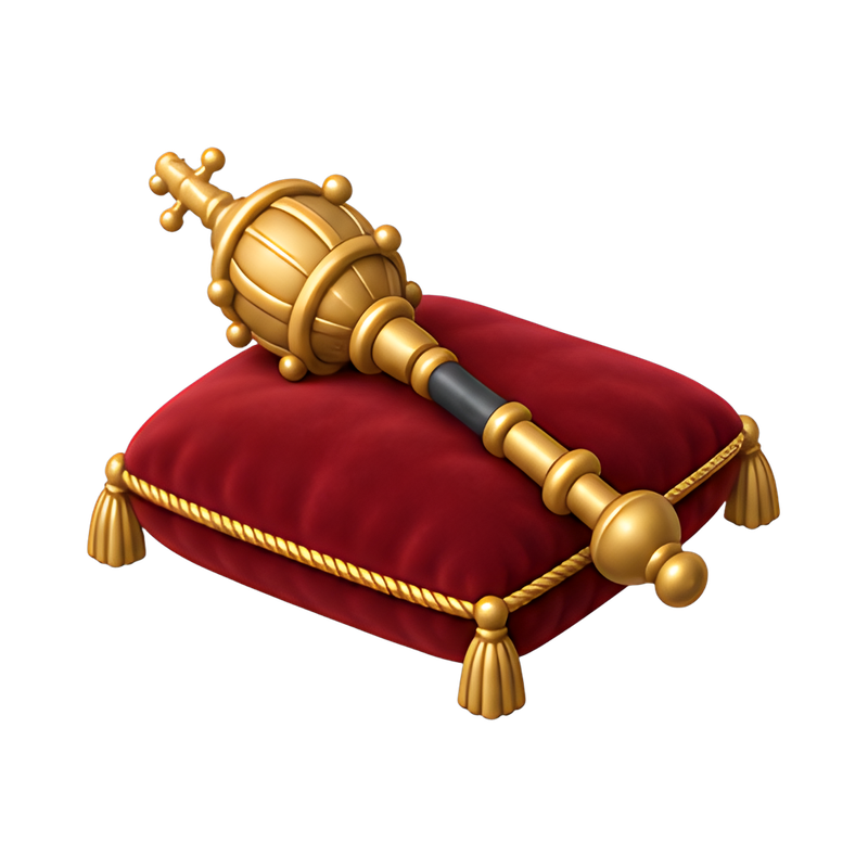 parliamentary mace on velvet cushion