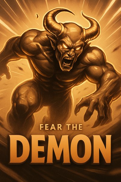 Dynamic Demon Design with Neon Elements
