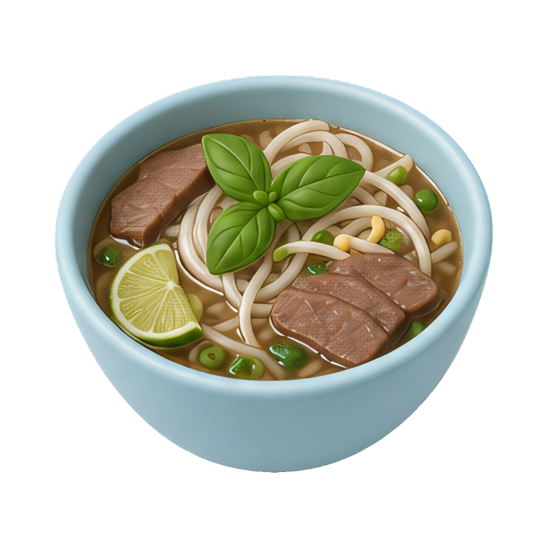 Fresh pho bowl with herbs