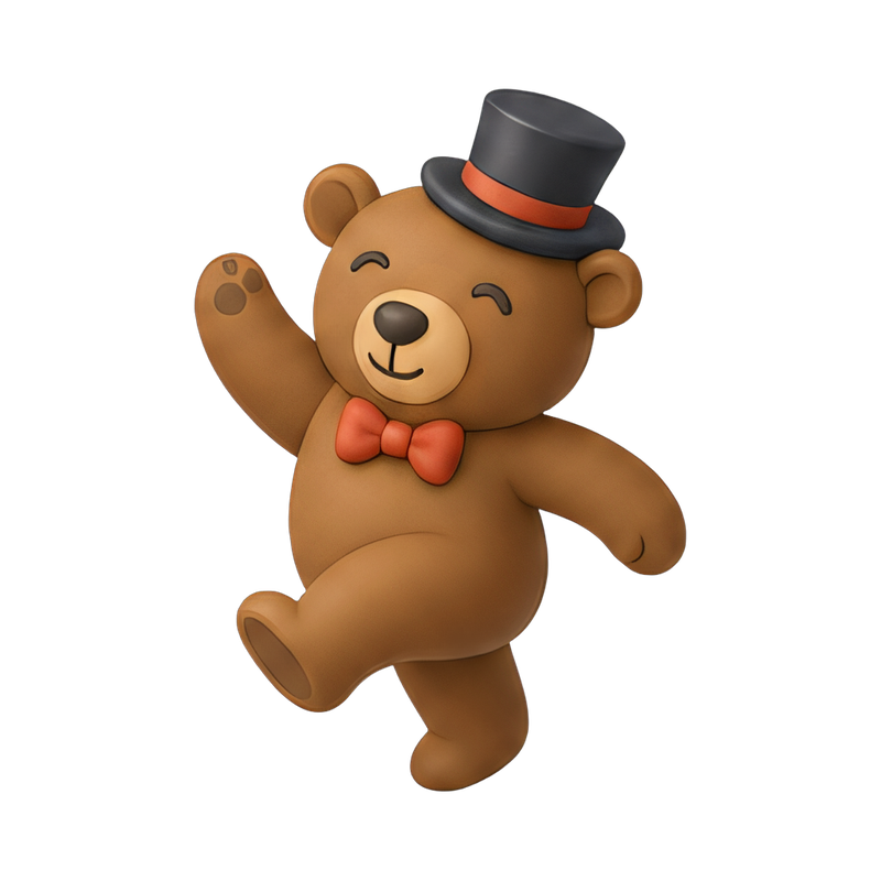 playful bear wearing a hat