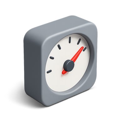 Stylish 3D Gauge Icon with Needle in Isometric View