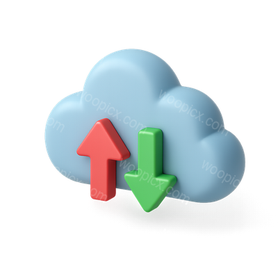 3D Cloud Icon with Arrows for Upload and Download