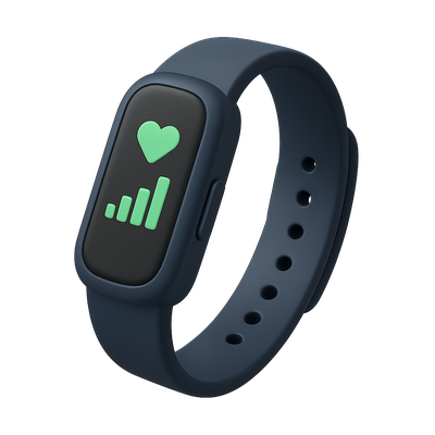 Stylish 3D Fitness Tracker Icon with Heart Rate Monitor