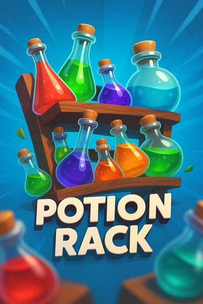 Dynamic Potion Rack Displaying Colorful Bottles