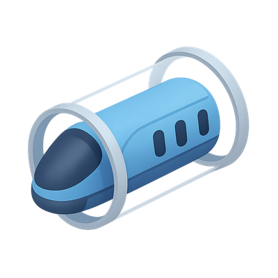 Stylized 3D Hyperloop Pod Icon with Transparent Background