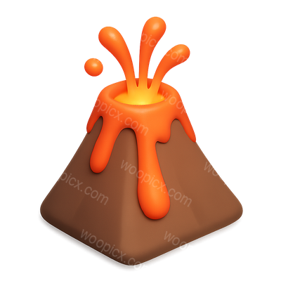 3D Icon of a Volcano Erupting Lava with Isometric View