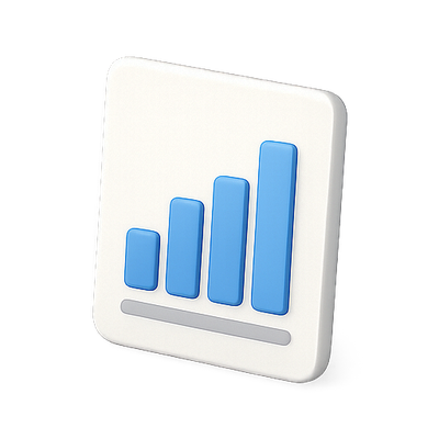 3D Graph Icon Representing Growth Metrics