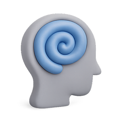 Stylized 3D Representation of a Brain with Spiral Design