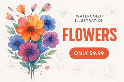 Dynamic Floral Advertisement in Watercolor Style