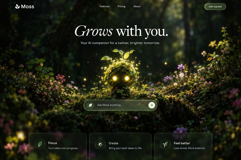 Forest spirit landing page design