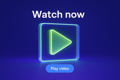 Neon Play Button Icon in a Shadowy Composition