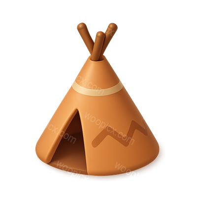 Stylized 3D Icon of a Traditional Teepee