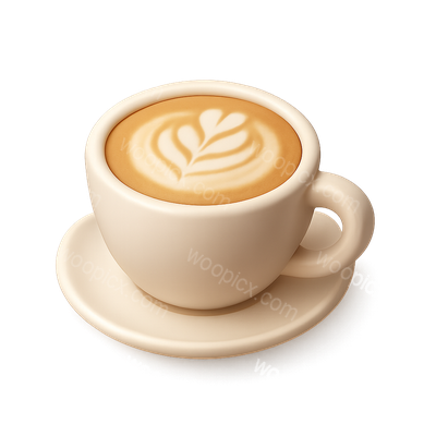 Stylish 3D Cappuccino Icon with Leaf Design