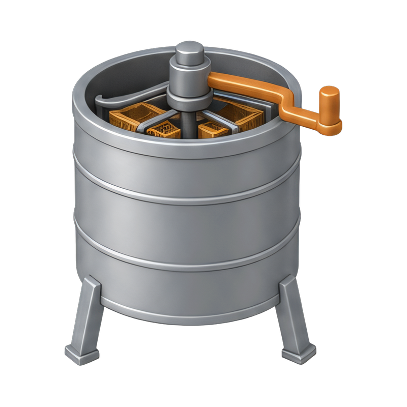 honey extractor drum in action