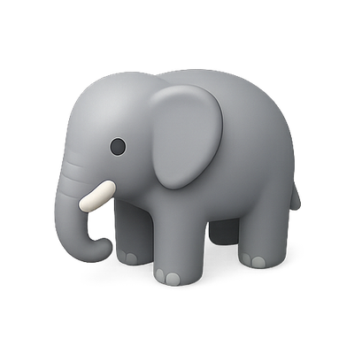 Cute Gray Elephant Character Illustration