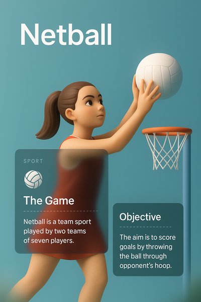 3D Netball Design with Transparent Elements and Engaging Text