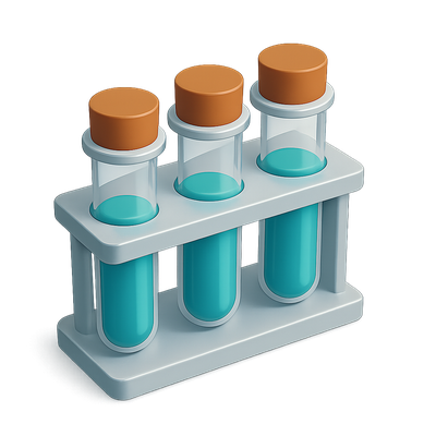 Stylish 3D Test Tubes Icon with Isometric View