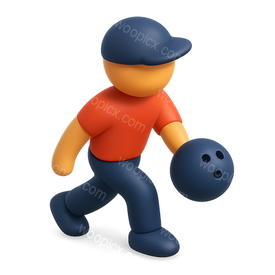 Stylish 3D Bowler Icon with Bowling Ball