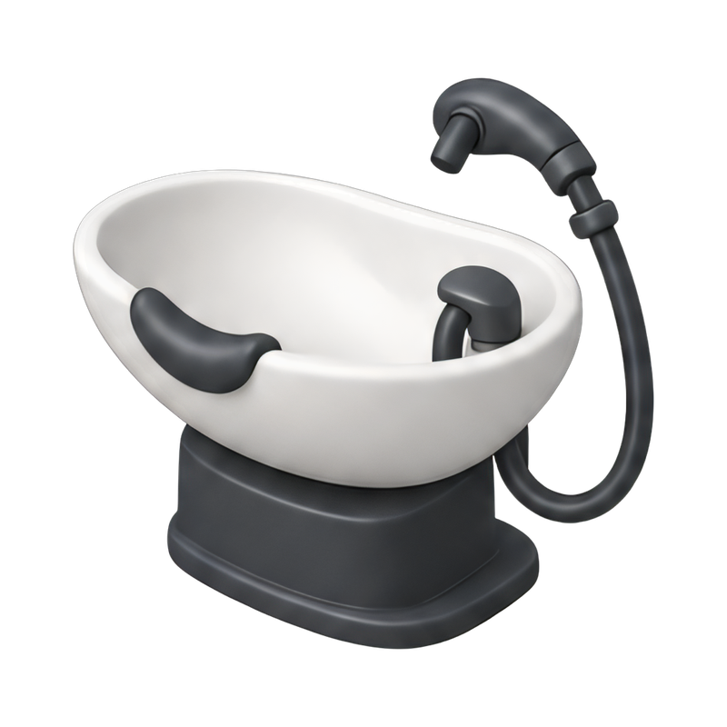 Backwash basin with hose setup