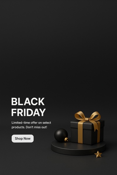 Elegant Black Friday Sale Banner with Gold Accents
