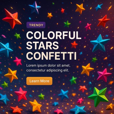Vibrant Colorful Stars Confetti Background for Promotions